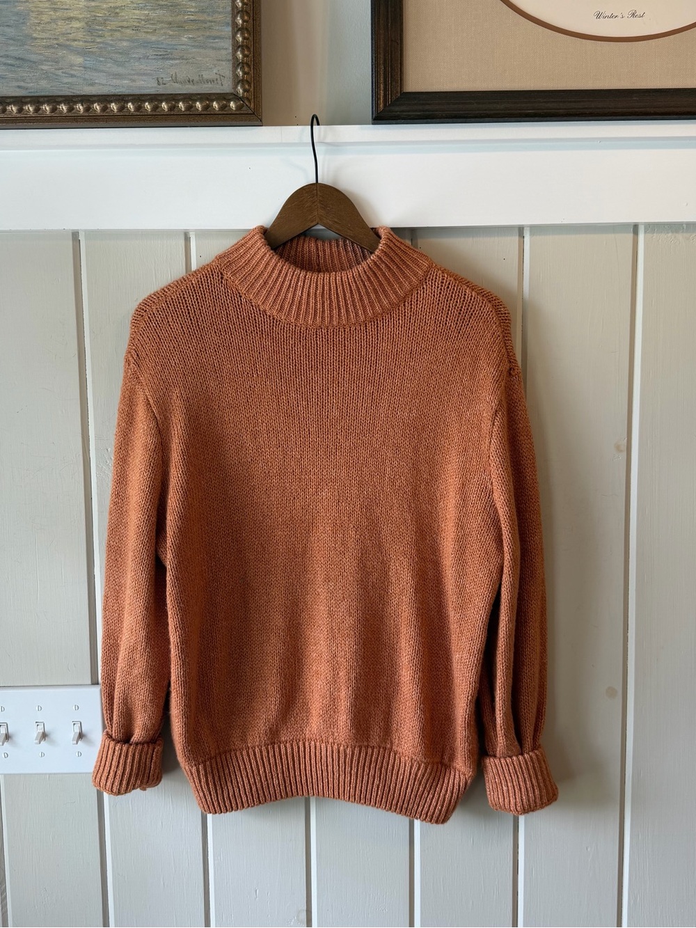 NWOT aerie Rust Mock neck Oversized Sweater, Size Small